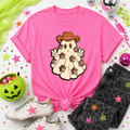 Floral Ghost Halloween Sequin Patch Tshirt