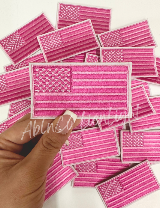 American Flag Pink Embroidery Patch