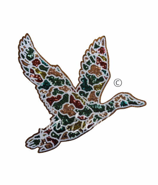 Camo Mallard Duck Hunting Sequin Patch - Large