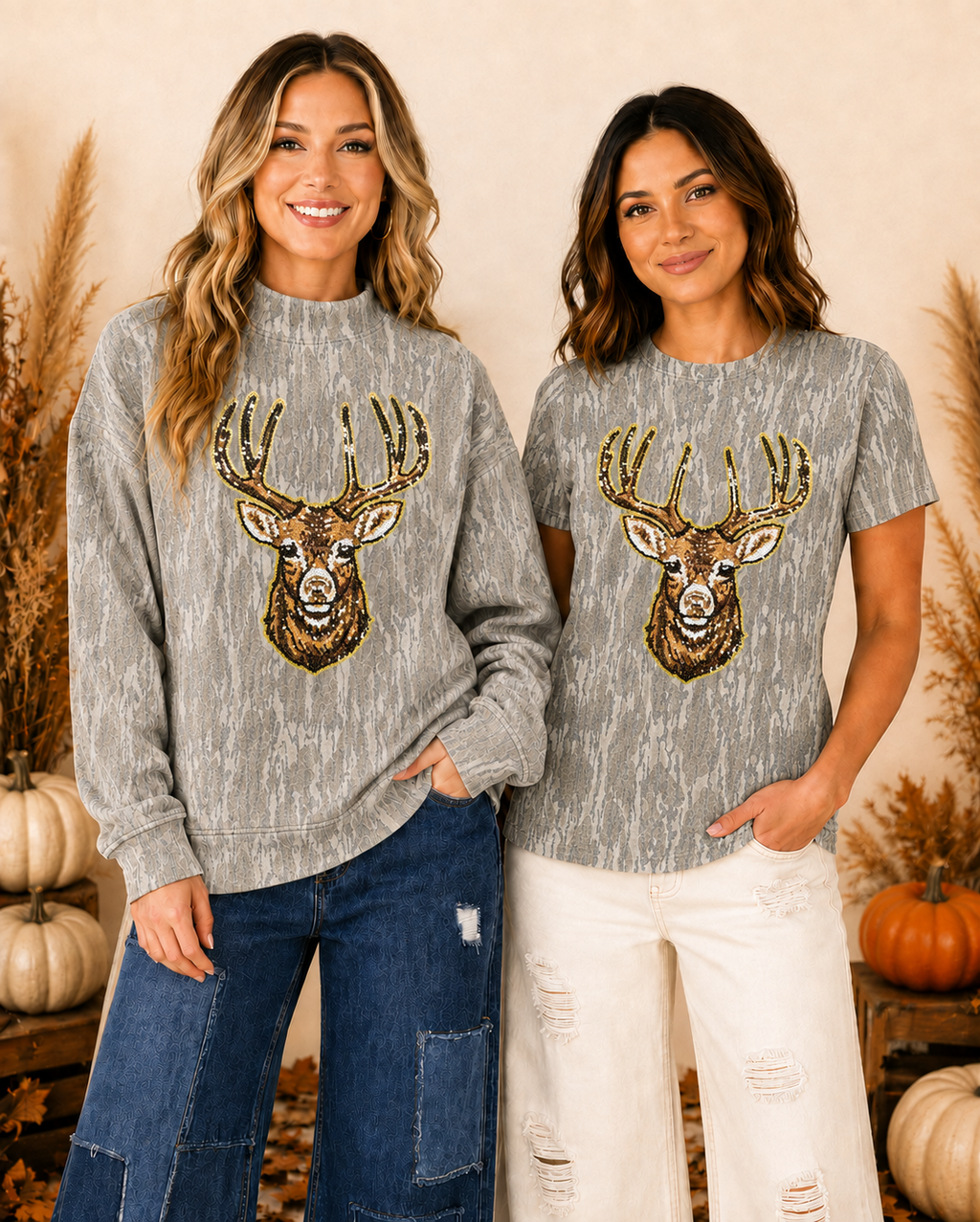 Great Outdoors Hunting Patch Mossy Oak Bottomland Mockneck Crew