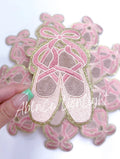 Pink Ballet Slipper Glitter Embroidery Patch