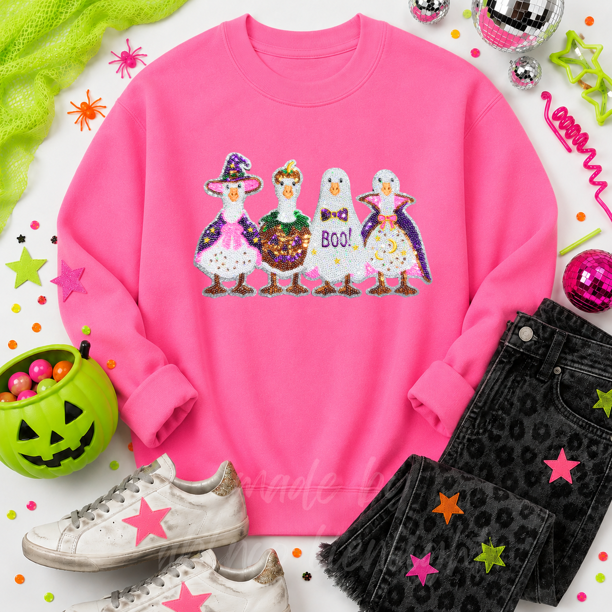 Silly Goose Halloween Sequin Patch Sweatshirt