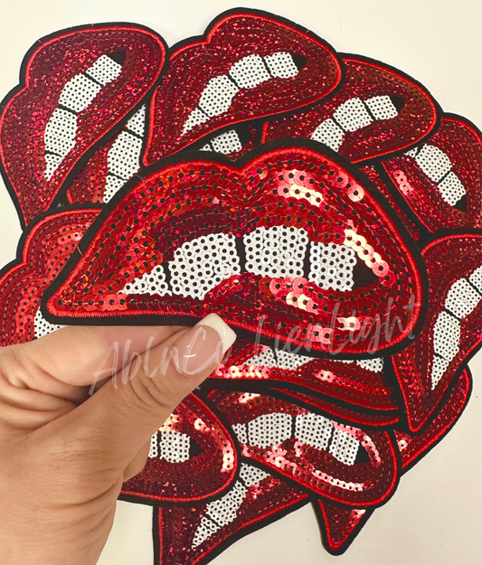 Red Lips Sequins Patch