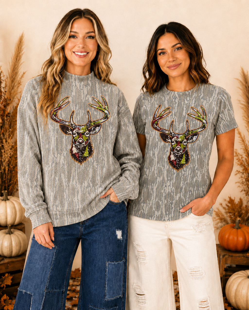 Great Outdoors Hunting Patch Mossy Oak Bottomland Mockneck Crew