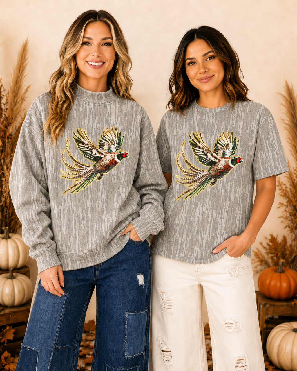 Great Outdoors Hunting Patch Mossy Oak Bottomland Mockneck Crew