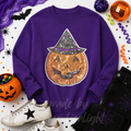 Witchy Pumpkin Halloween Sequin Patch Sweatshirt