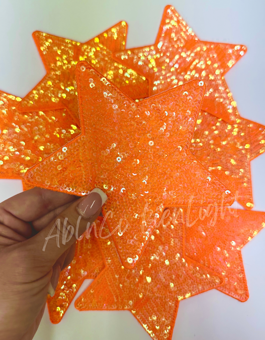 5” Orange Sequin Star Embroidery Patch