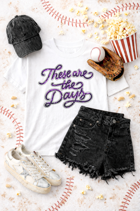 These Are The Days Purple Sequin Patch Tshirt