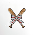 Baseball Bow Batter Bat Sequin Patch - Small
