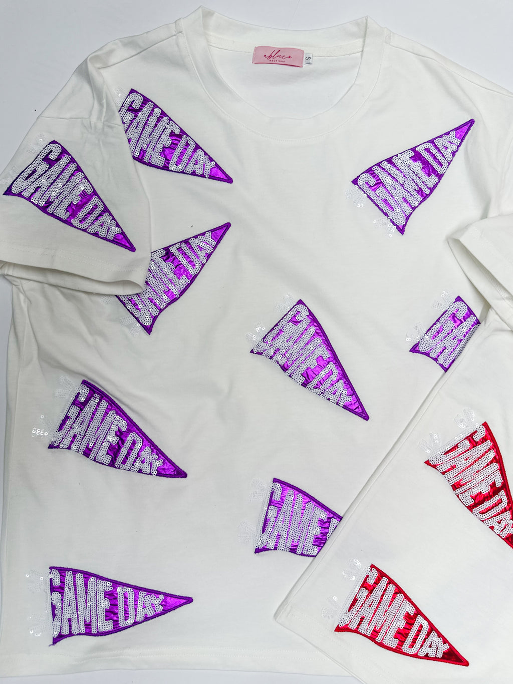 Game Day Flag Purple Foil Sequins Tshirt