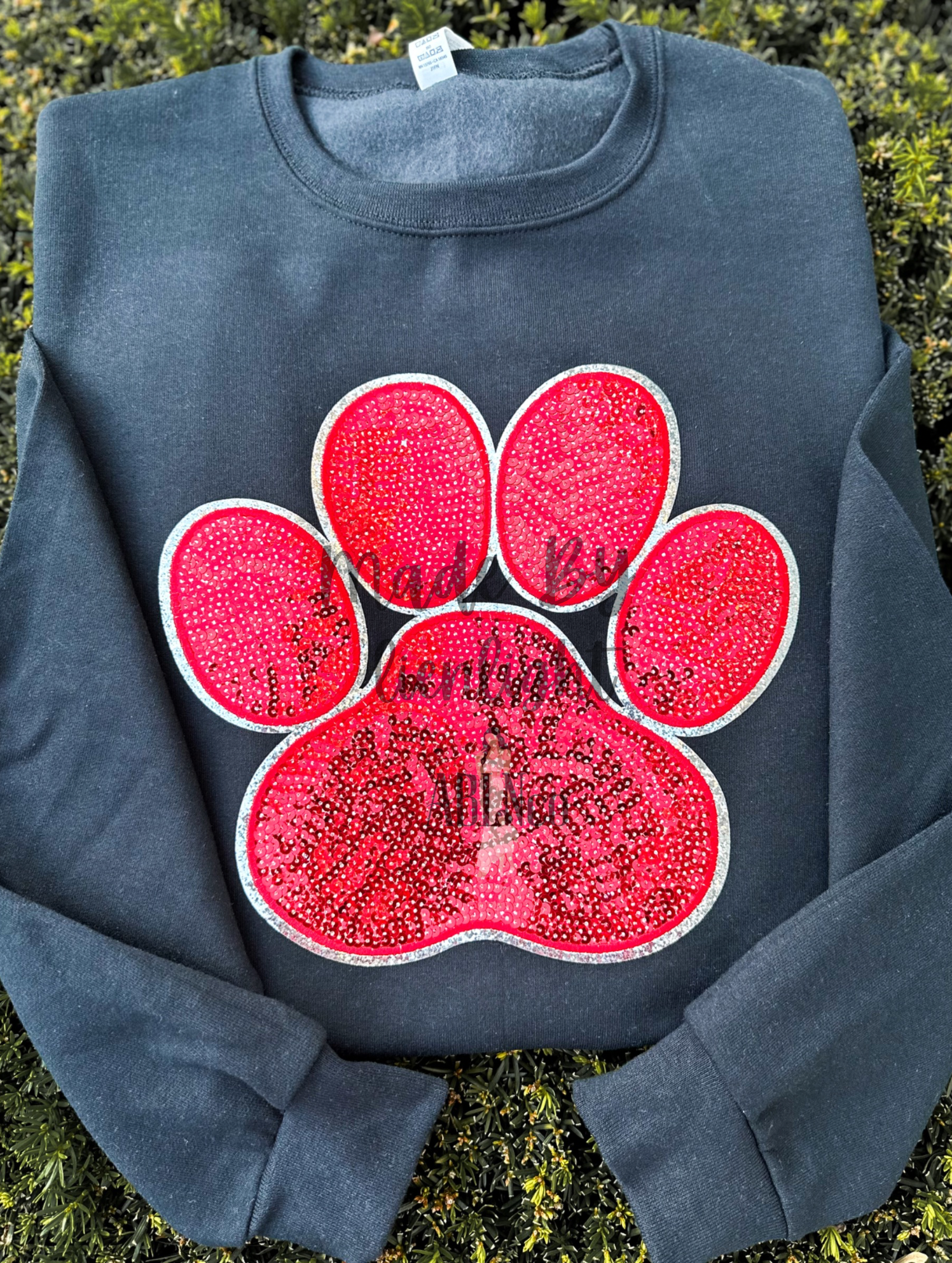 Paw Print Sequin Patch Sweatshirt