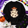 Floral Ghost Halloween Sequin Patch Sweatshirt