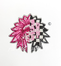 Warrior Indian Mascot Pink Checkered Sequin Patch - Large