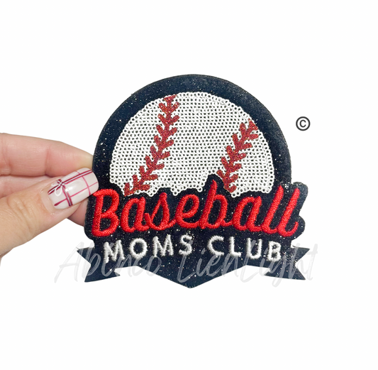 Baseball Moms Club Embroidery Sequin Patch - Small