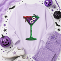 Bloody Eyeballs Martini Halloween Sequin Patch Sweatshirt