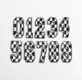 Black & White Checkered Sequin Numbers Patch - Small