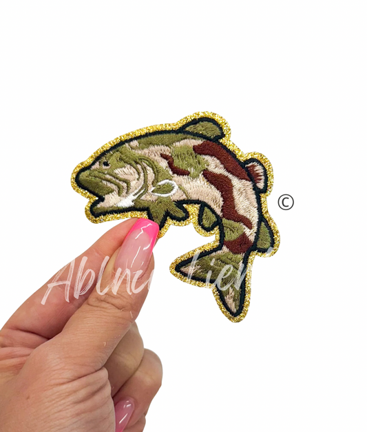 Camo Fish Hunting Embroidery Patch - Small