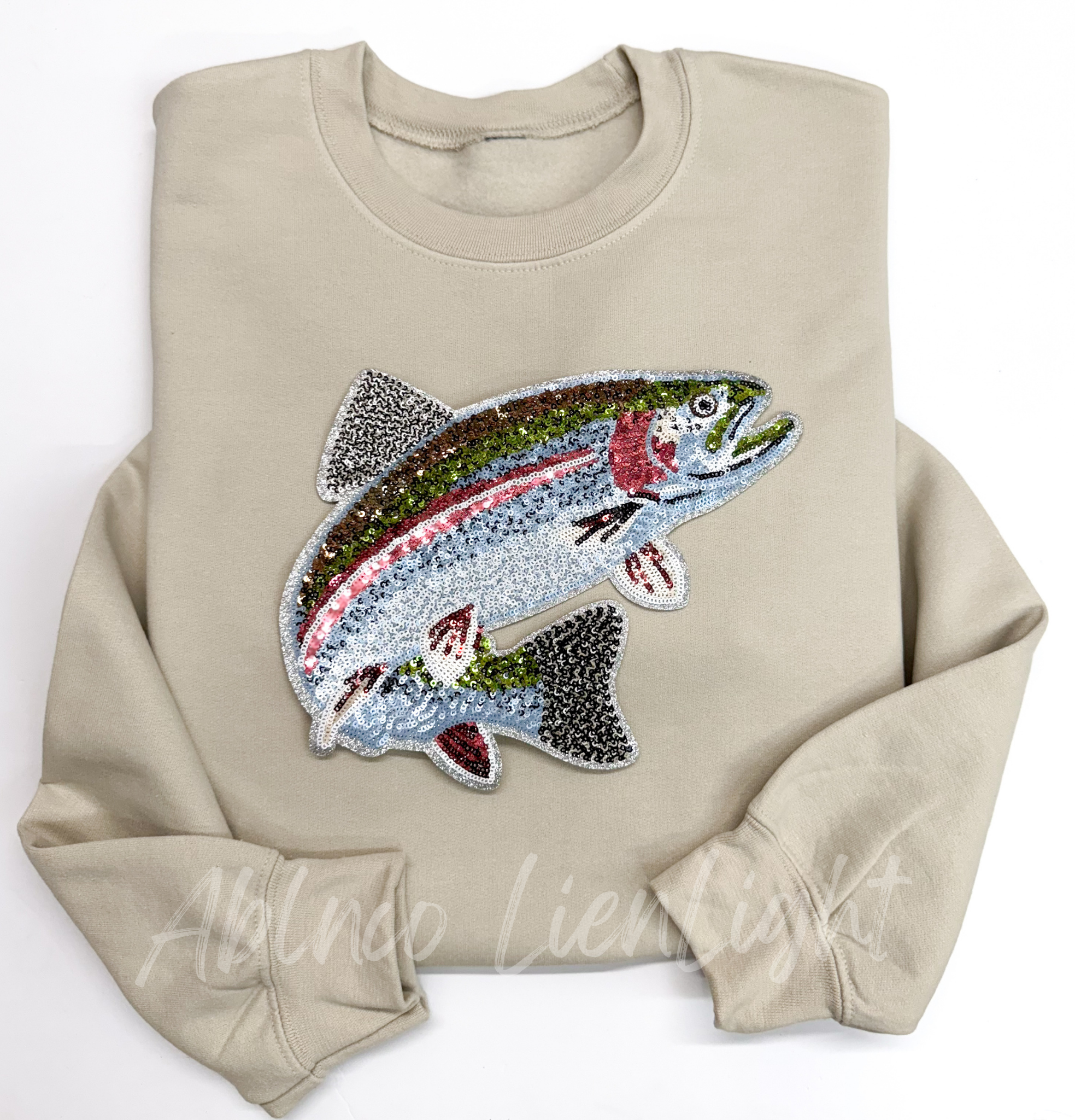 Rainbow Trout Fish Fishing Sequin Patch - Large