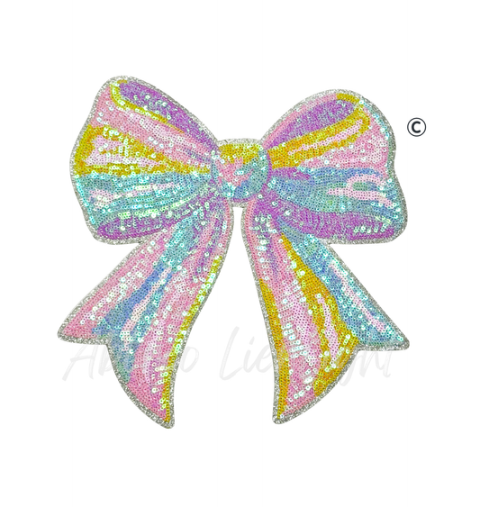 Pastel Big Bow Sequin Patch - Large