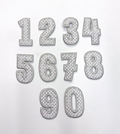 2” Silver Checkered Numbers Glitter Embroidery Patch