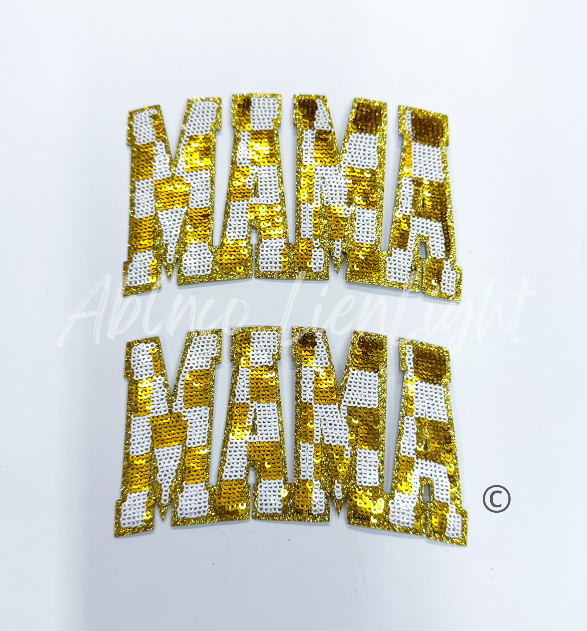 Small Gold Checkered Mama Sequins Patch