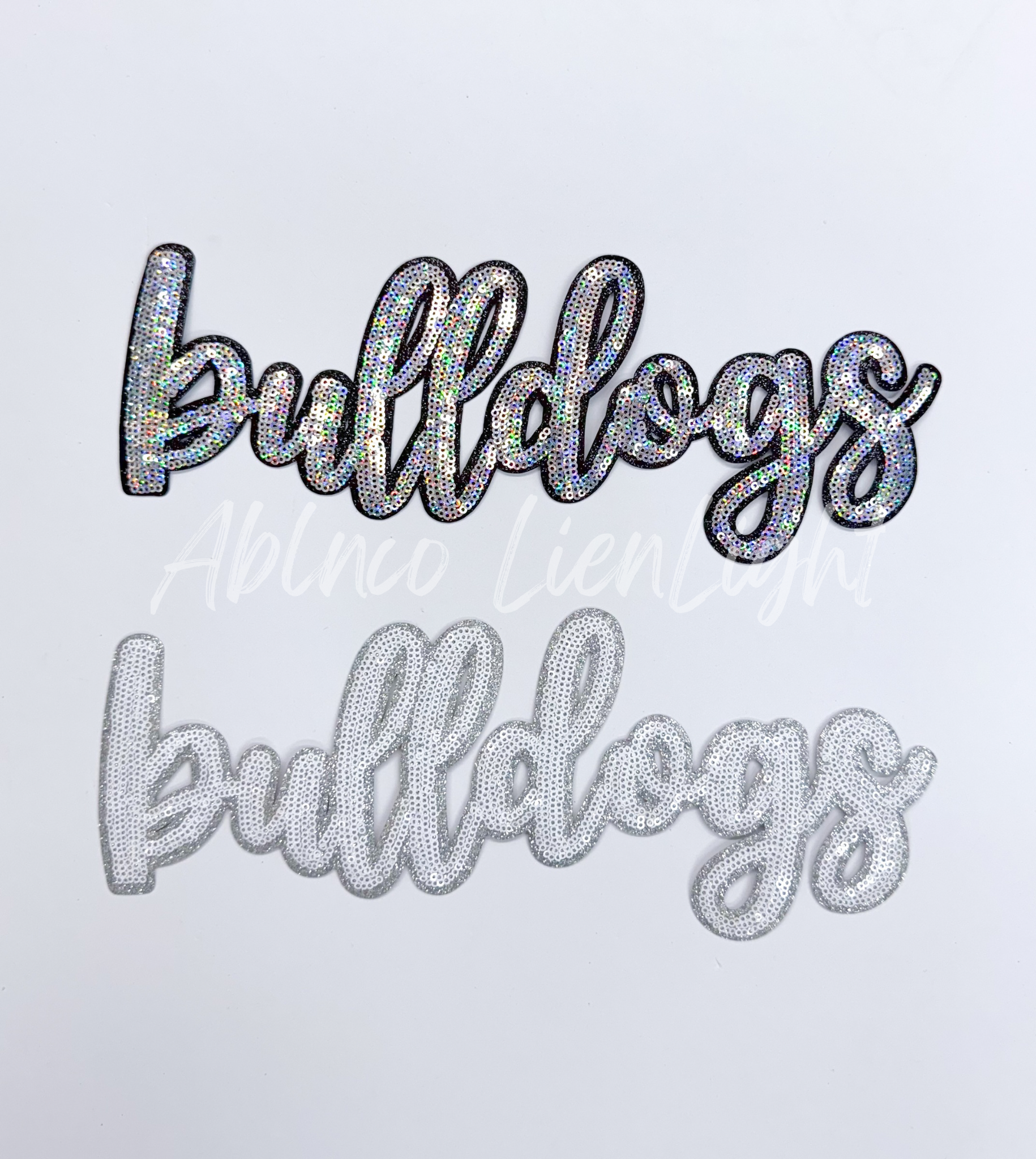 Bulldogs Mascot Script Sequin Patch - Large