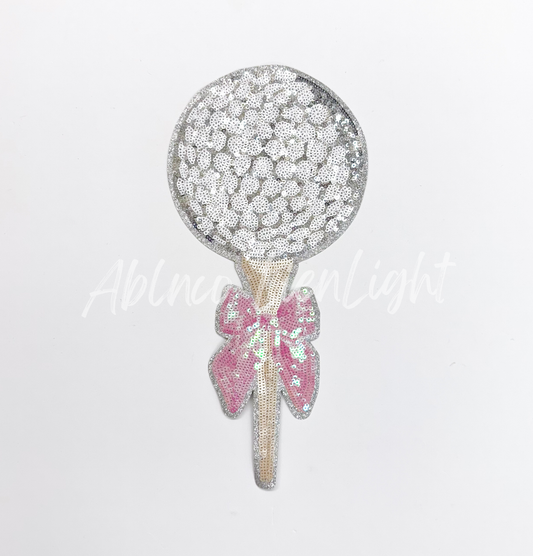 Golf Ball Pink Bow Tees Sequin Patch