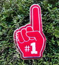 Red Game Day Foam Finger Chenille Patch - Large