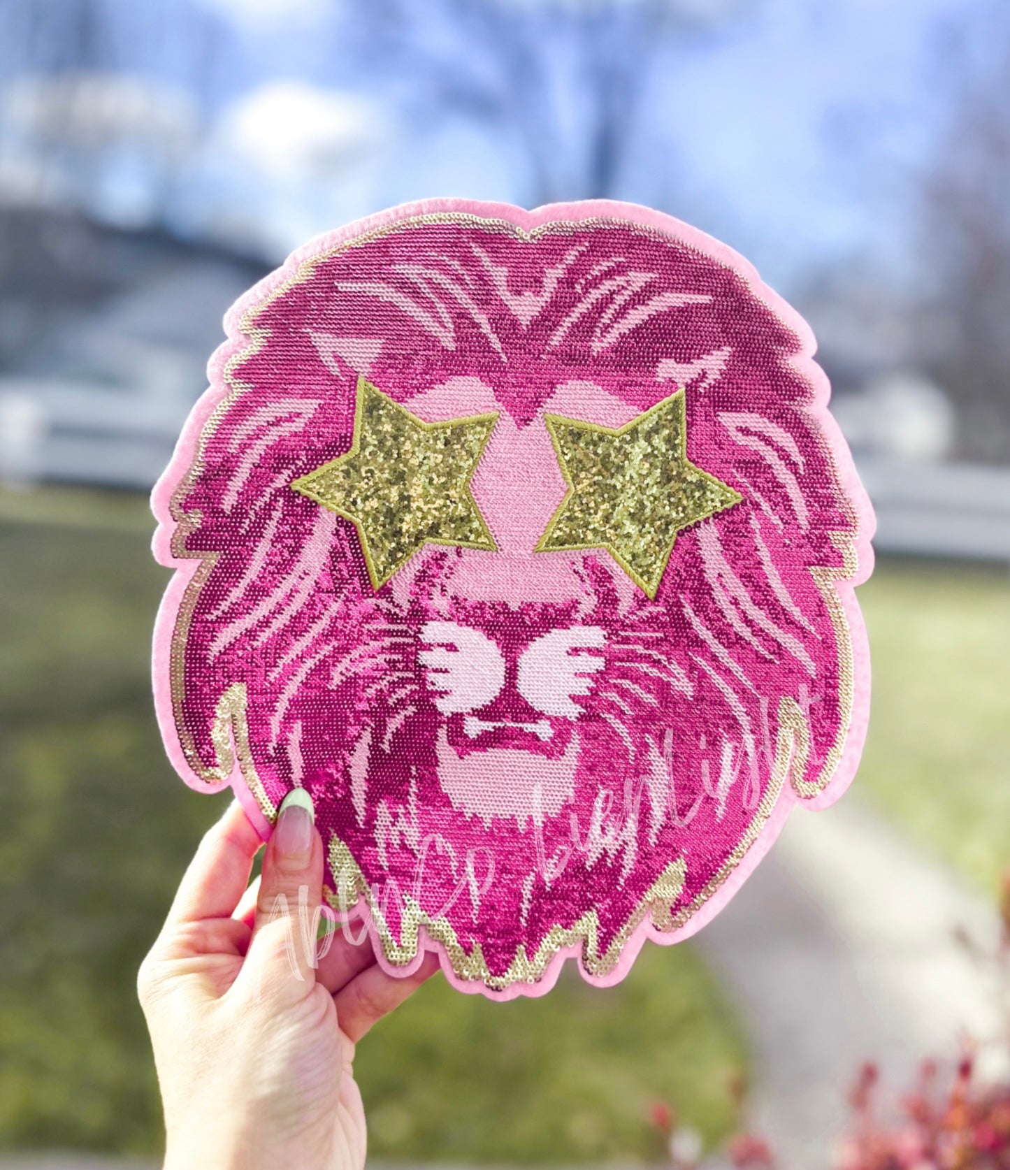 PREPPY PINK MASCOT™ Lion Sparkly Sequin Patch