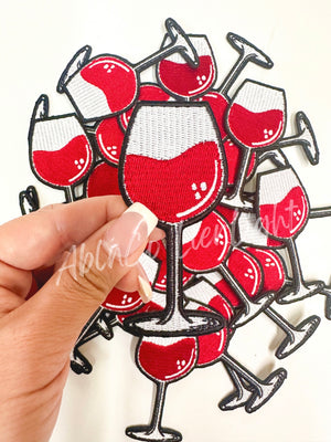 Red Floral Bow Glitter Embroidery Patch