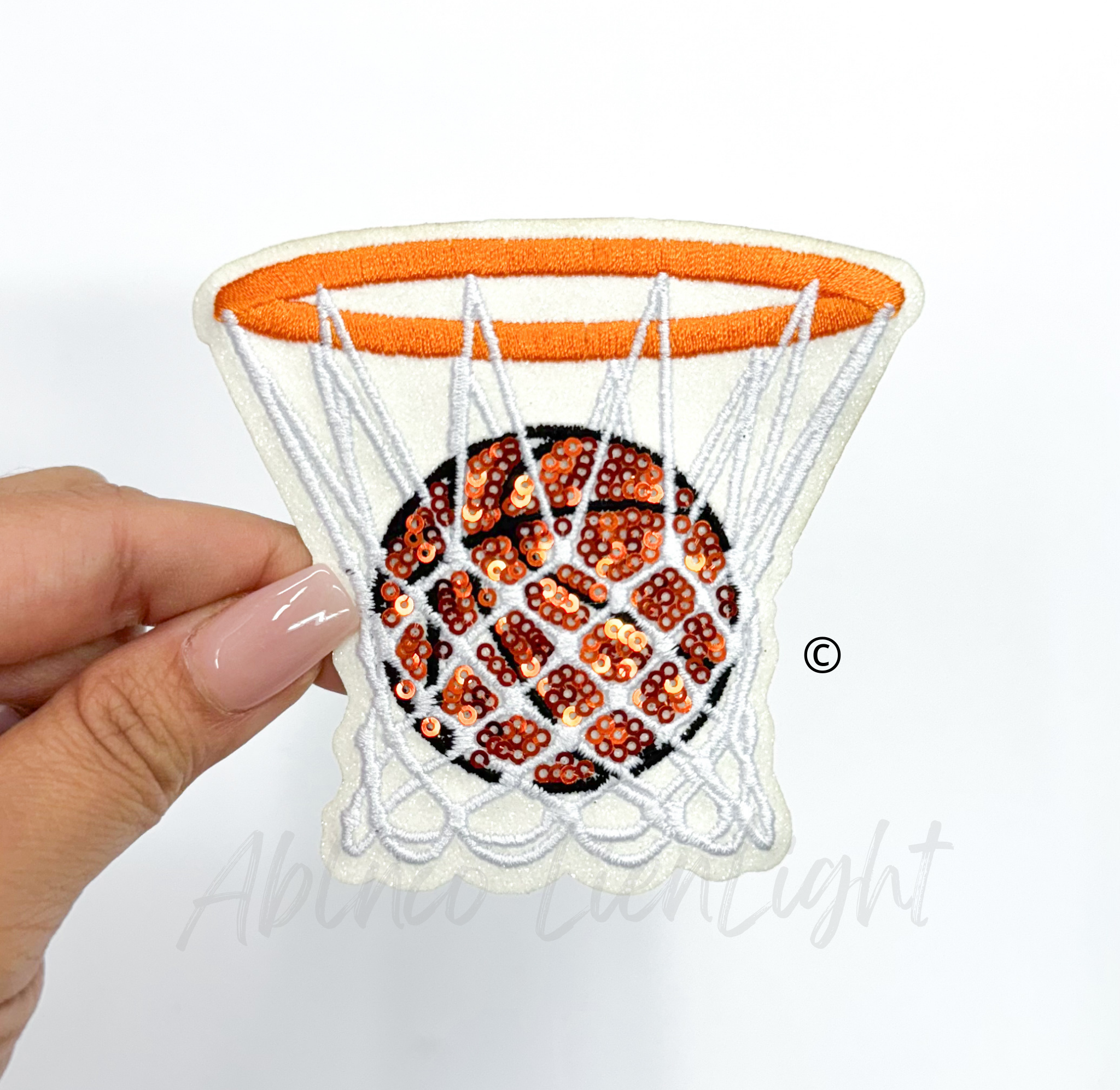 Basketball Hoop Embroidery Sequin Patch