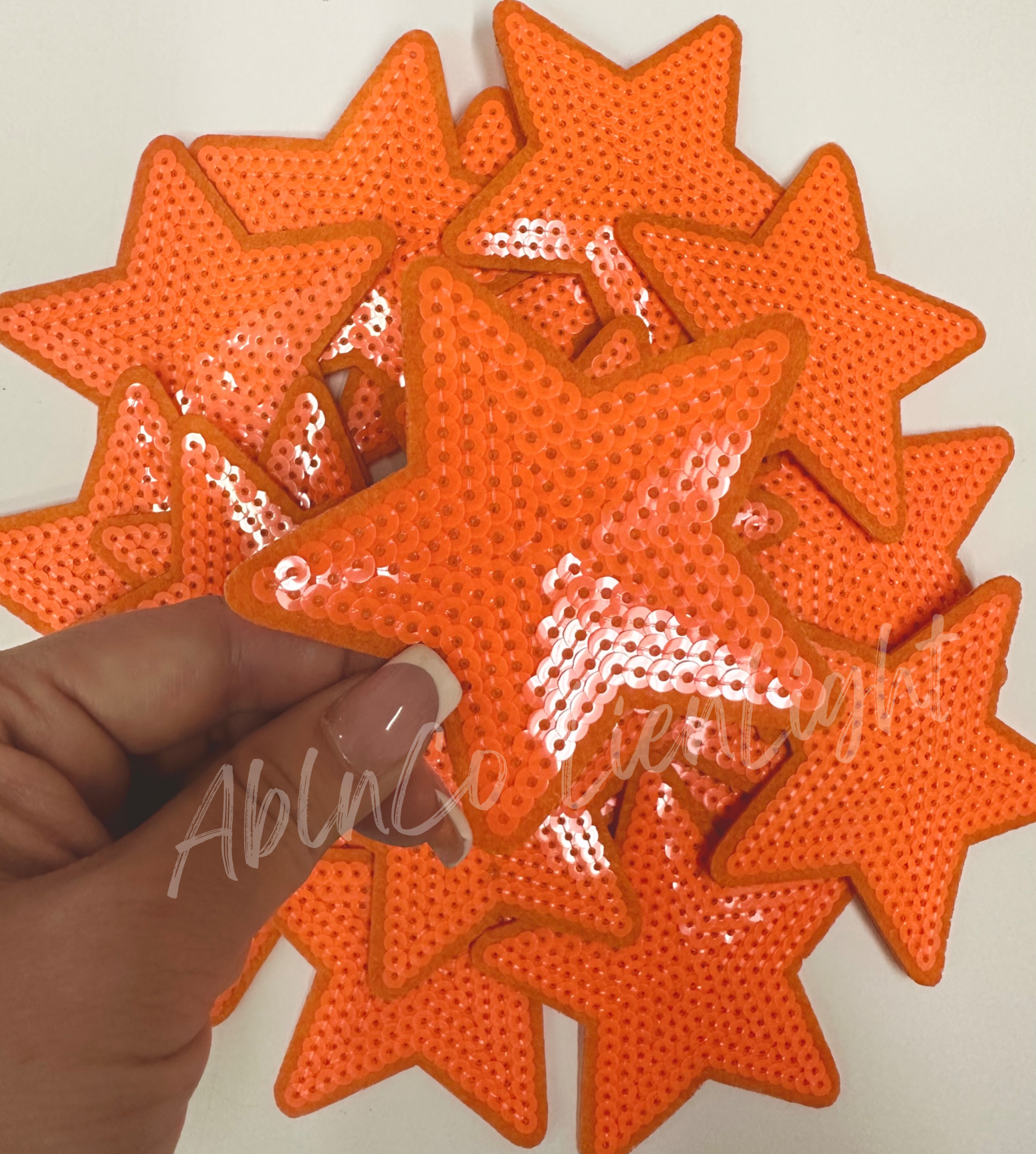 3” Orange Sequin Star Embroidery Patch