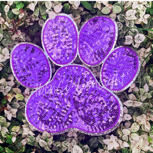 Big Purple Sequin Paw Print Patch