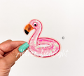 Pink Flamingo Pool Float Summer Sequin Patch