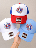 Sequin USA Firework 4th July Otto Trucker Hat