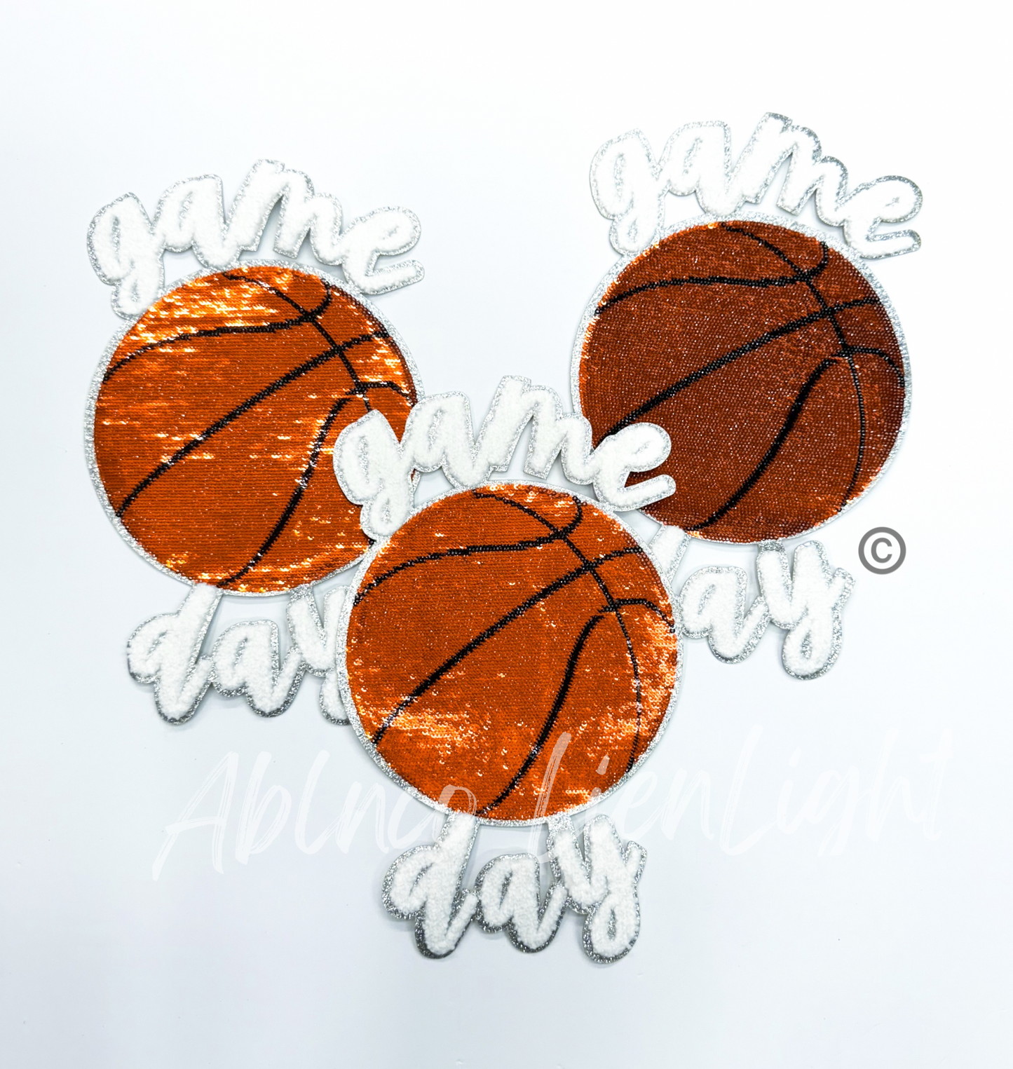 Big Basketball Game Day Sequins Chenille Glitter Patch