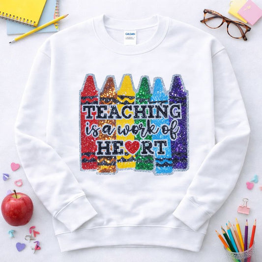 Work of Heart Teacher Sequin Patch Sweatshirt