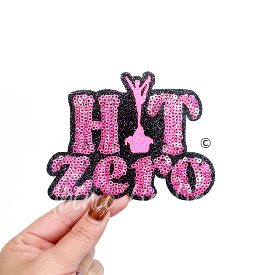 Hit Zero Cheer Pink Sequin Glitter Patch - Small