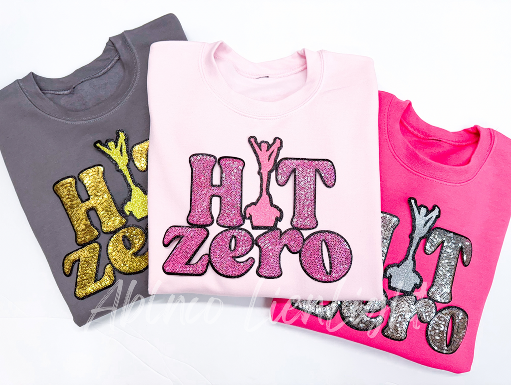 Hit Zero Cheer Pink Sequin Glitter Patch - Large