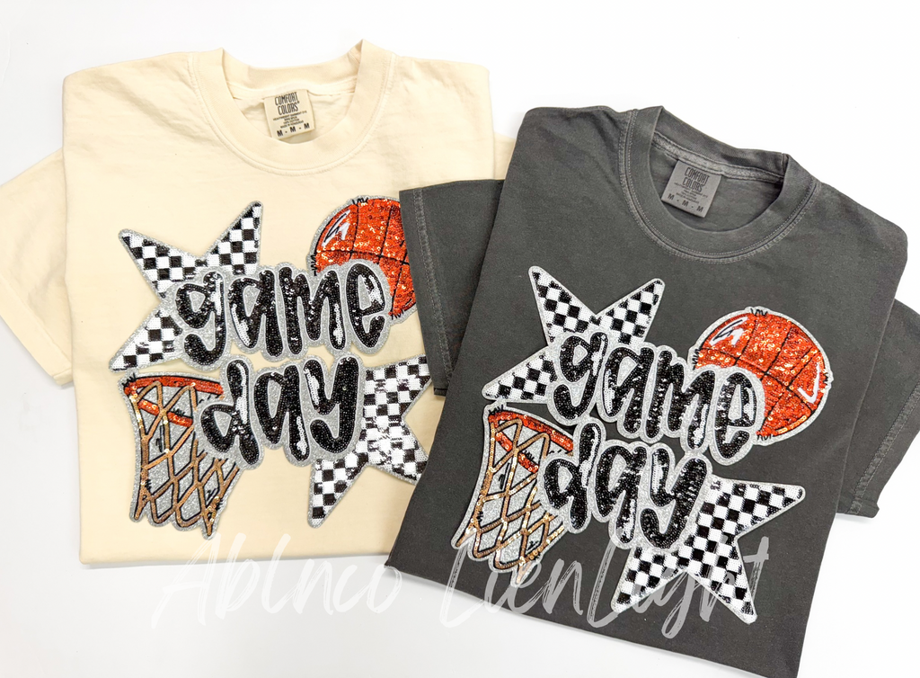 Basketball Gameday Sequin Patch Shirt