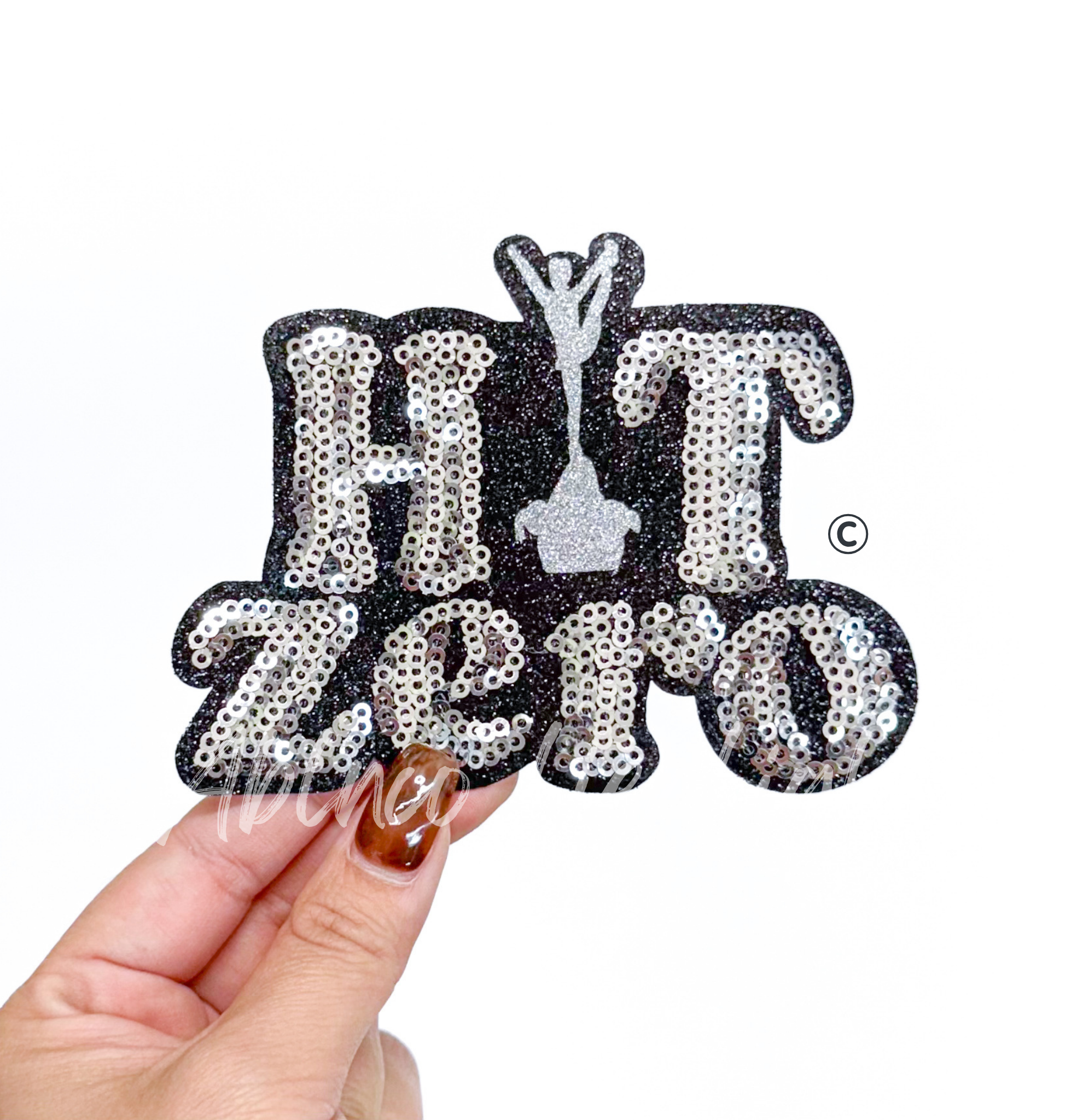 Hit Zero Cheer Silver Sequin Glitter Patch - Small
