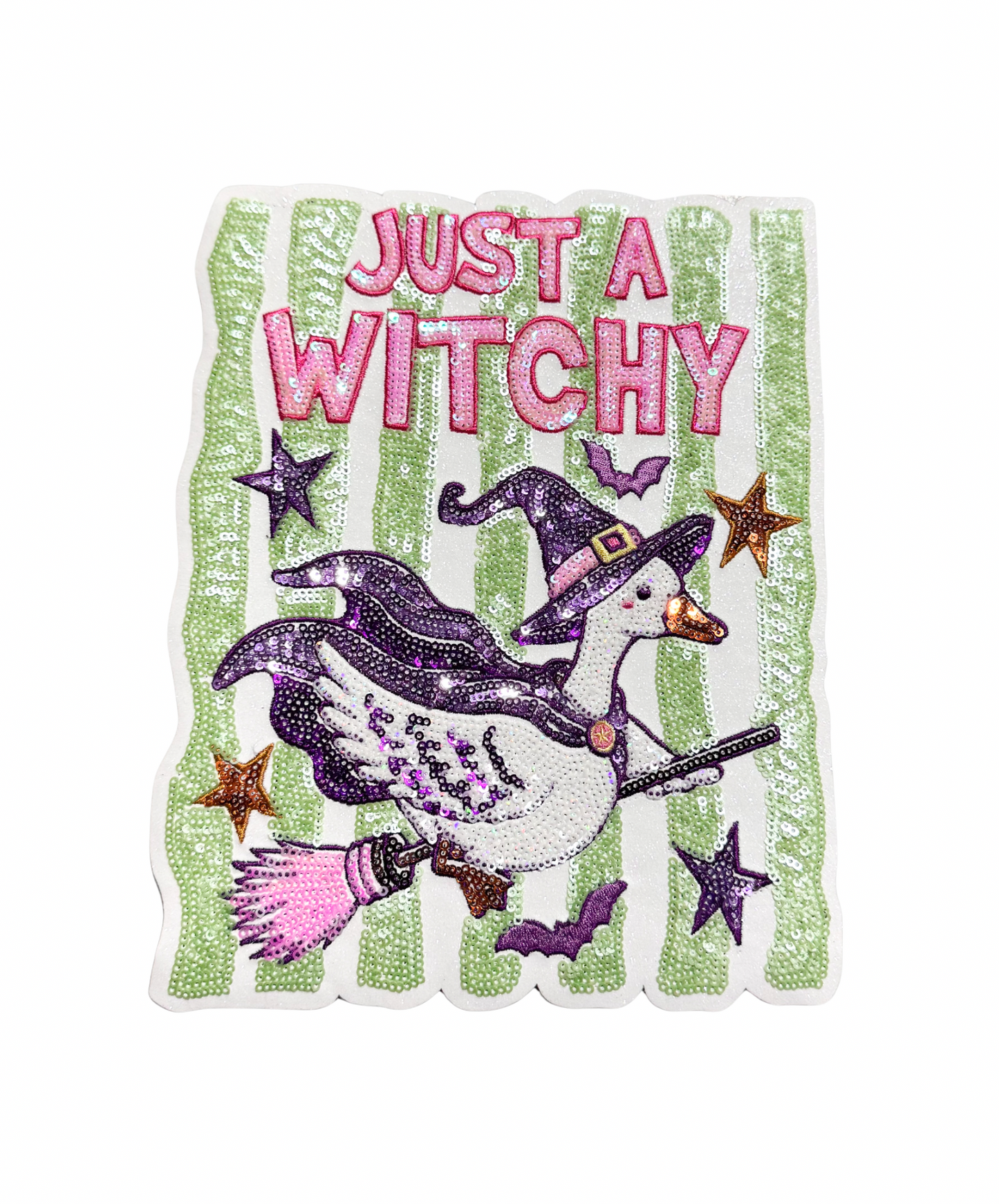 Just A Witchy Goose Halloween Sequin Patch - Large