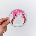 Baseball Drip Ice Cream Pink Ball Sequin Patch - Small