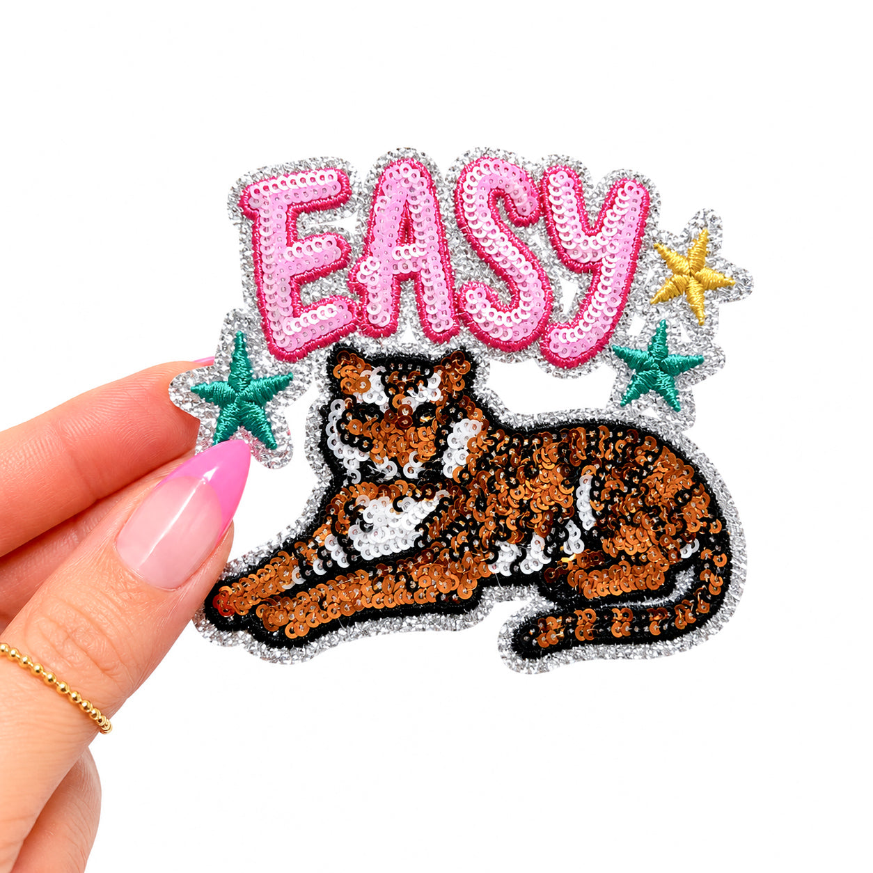 Easy Tiger Summer Sequin Embroidery Patch - Small