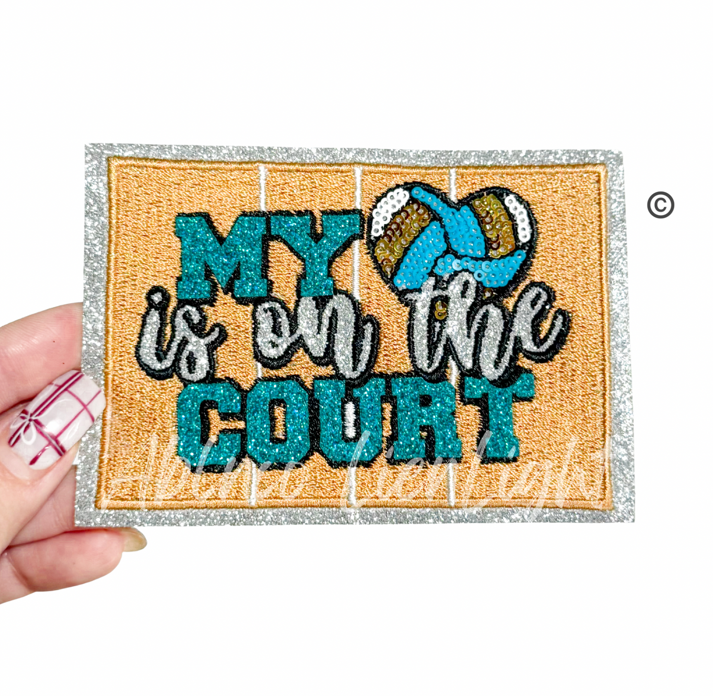 My Volleyball Heart is on the Court Sequin Patch - Small