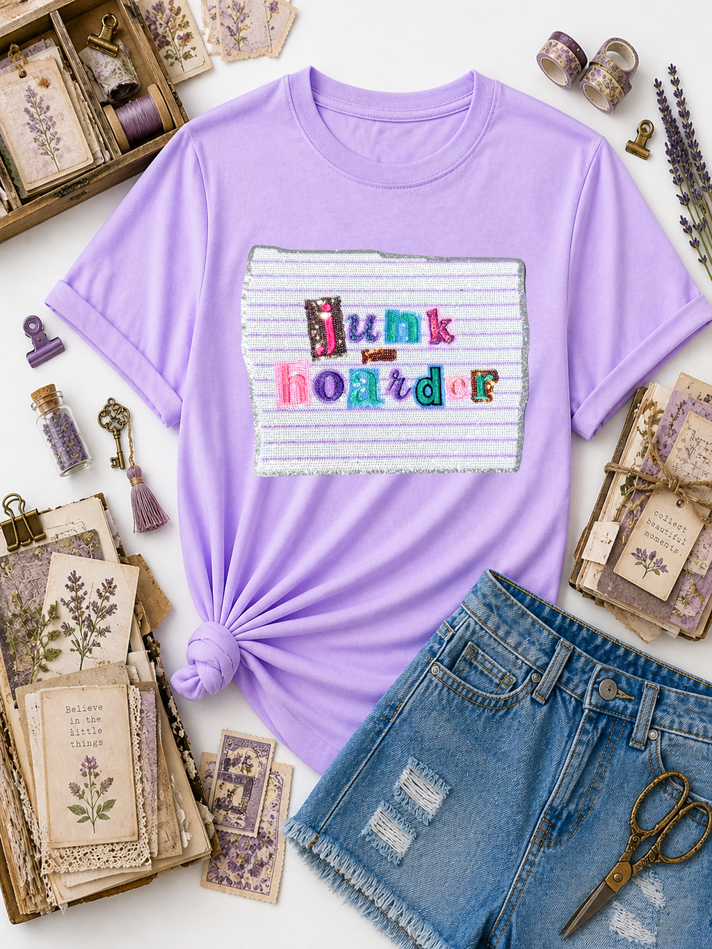 Junk Hoarder Journal Sequins Patch - Large