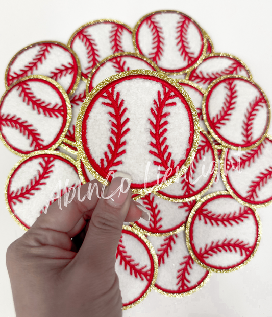 3” Baseball Chenille Glitter Patch