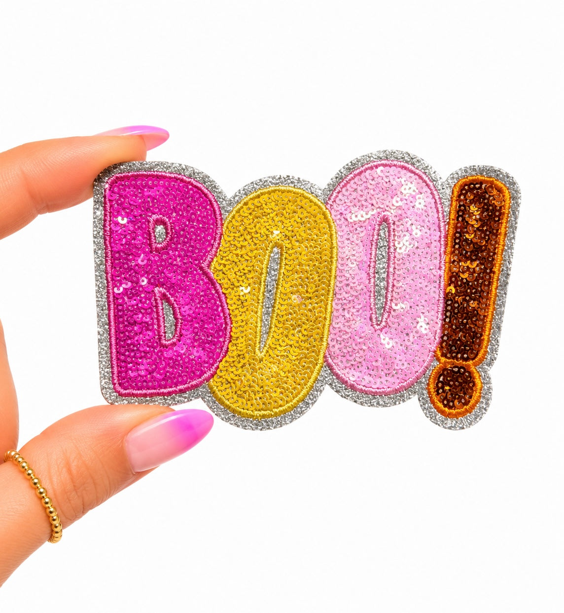 Colorful Boo Halloween Sequin Patch