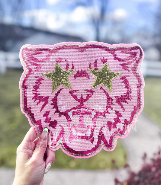 PREPPY PINK MASCOT™ Wildcat Sparkly Sequin Patch