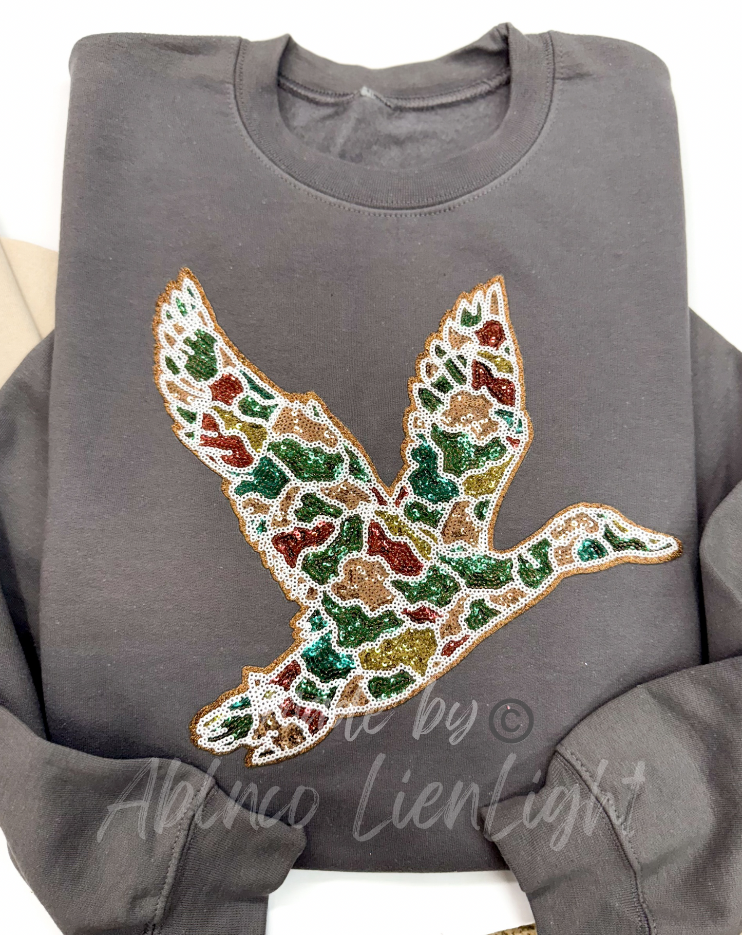 Camo Mallard Duck Hunting Sequins Patch Sweatshirt